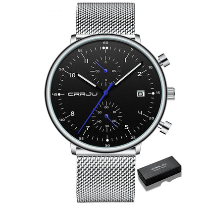 Men’s Luxury Chronograph Watch – Stainless Steel, Waterproof Quartz Military Sport Date Watch - TREASURE ESHOP