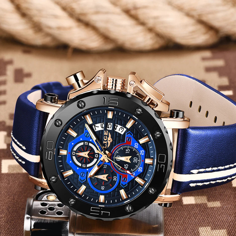 Men’s Luxury Leather Chronograph Watch | Waterproof & Luminous - TREASURE ESHOP