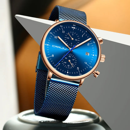 Men’s Luxury Chronograph Watch – Stainless Steel, Waterproof Quartz Military Sport Date Watch - TREASURE ESHOP