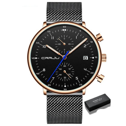 Men’s Luxury Chronograph Watch – Stainless Steel, Waterproof Quartz Military Sport Date Watch - TREASURE ESHOP