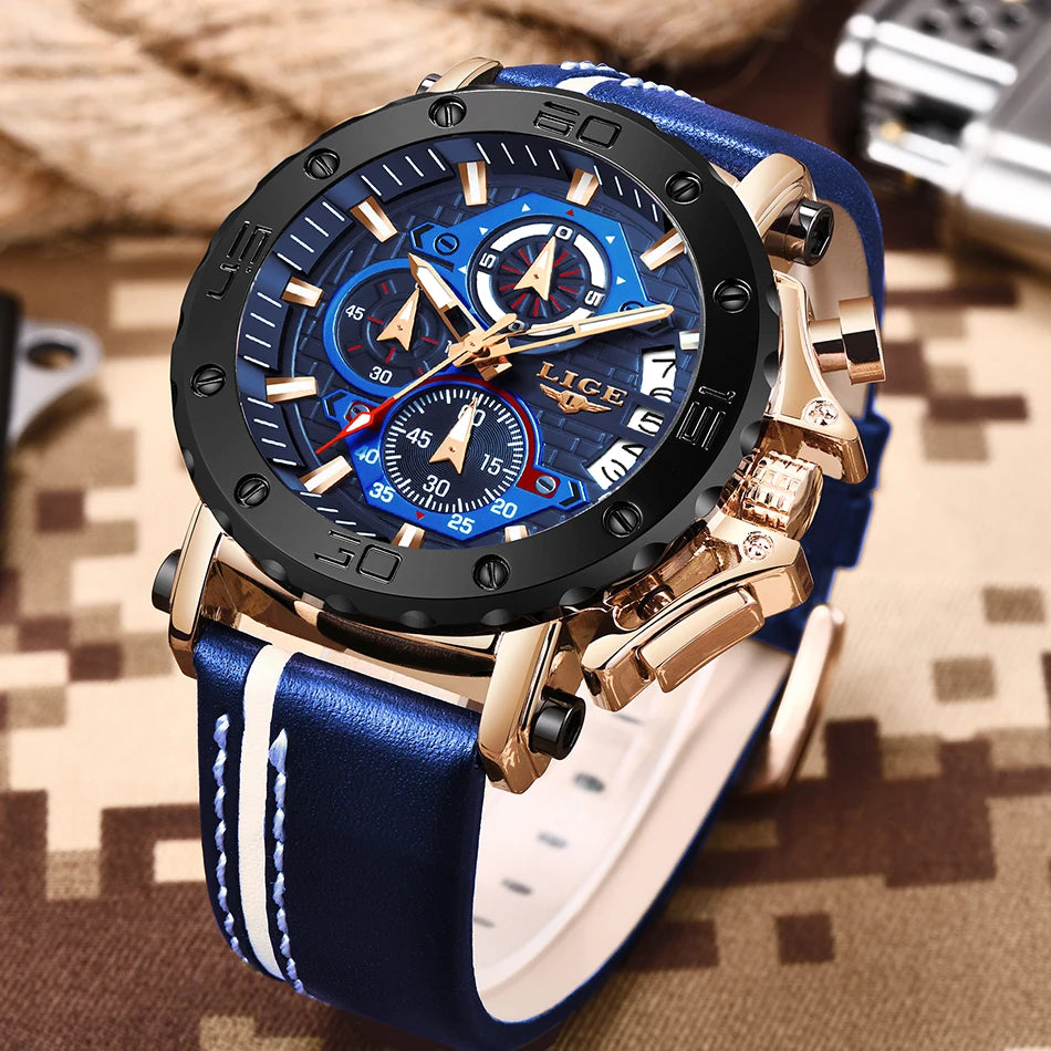 Men’s Luxury Leather Chronograph Watch | Waterproof & Luminous - TREASURE ESHOP