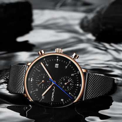 Men’s Luxury Chronograph Watch – Stainless Steel, Waterproof Quartz Military Sport Date Watch - TREASURE ESHOP