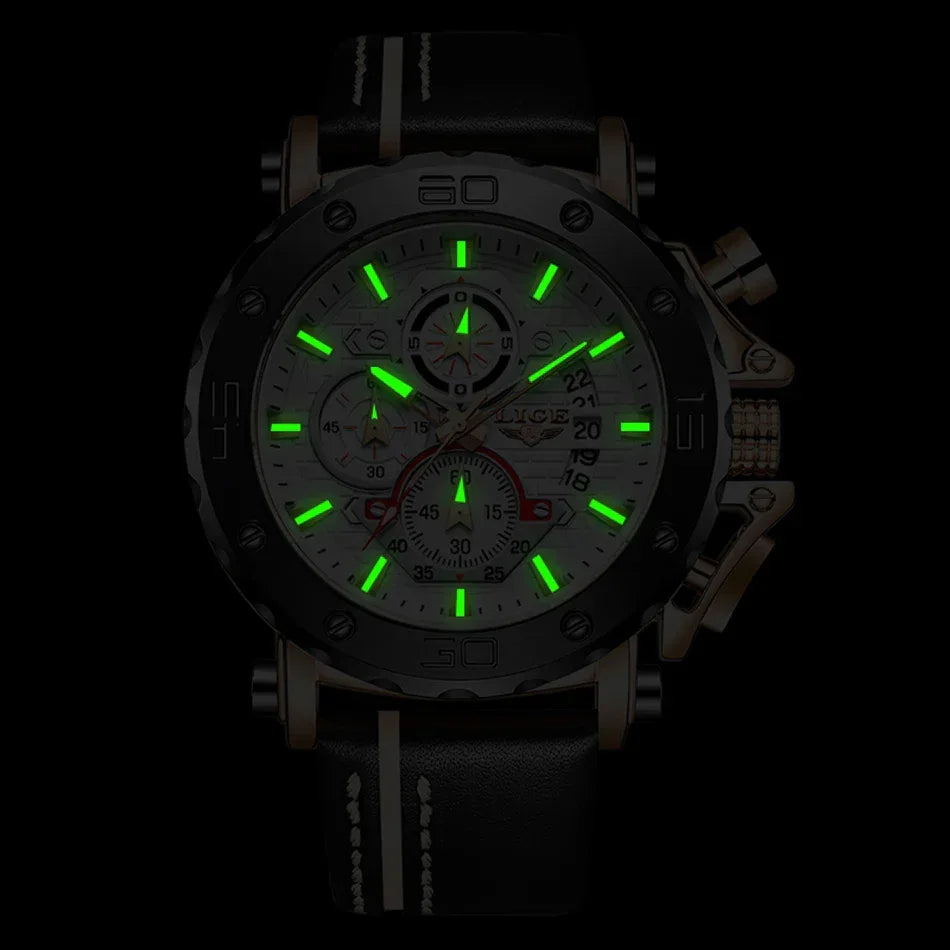 Men’s Luxury Leather Chronograph Watch | Waterproof & Luminous - TREASURE ESHOP