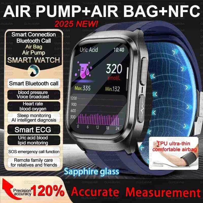 HUAWEI S17 Air Bag Smartwatch – 2.06” AMOLED HD | ECG + PPG | True Blood Pressure, Blood Fat SpO2 Monitor | NFC + Bluetooth Call