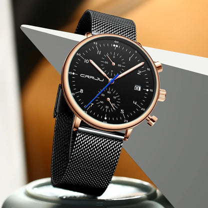 Men’s Luxury Chronograph Watch – Stainless Steel, Waterproof Quartz Military Sport Date Watch - TREASURE ESHOP