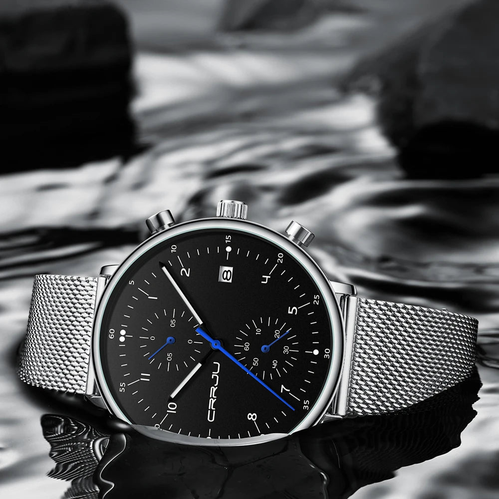 Men’s Luxury Chronograph Watch – Stainless Steel, Waterproof Quartz Military Sport Date Watch - TREASURE ESHOP