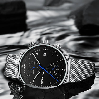 Men’s Luxury Chronograph Watch – Stainless Steel, Waterproof Quartz Military Sport Date Watch - TREASURE ESHOP