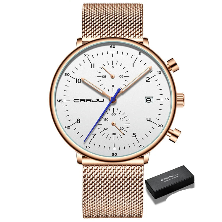 Men’s Luxury Chronograph Watch – Stainless Steel, Waterproof Quartz Military Sport Date Watch - TREASURE ESHOP