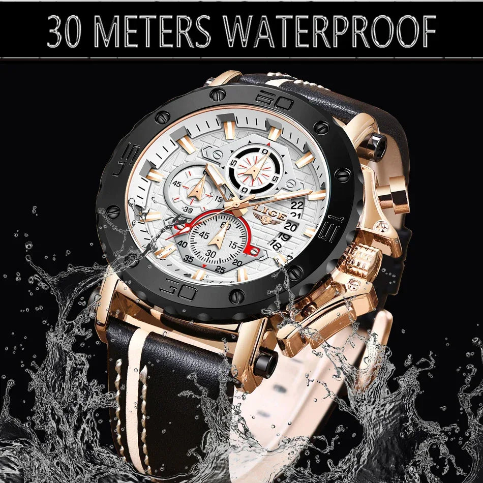 Men’s Luxury Leather Chronograph Watch | Waterproof & Luminous - TREASURE ESHOP