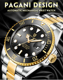 PAGANI DESIGN Automatic Watch Sapphire Glass Mechanical Wristwatch Sports Stainless Steel Waterproof Men Watch - TREASURE ESHOP