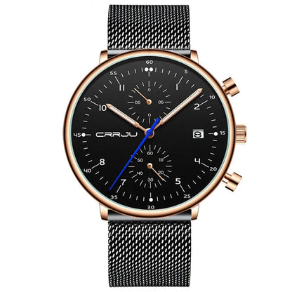 Men’s Luxury Chronograph Watch – Stainless Steel, Waterproof Quartz Military Sport Date Watch - TREASURE ESHOP