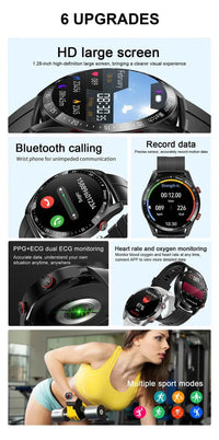 ChiBear Men’s Smartwatch – ECG+PPG Health Monitor | 1.28” HD Round Display | Bluetooth Call | Fitness &amp; Sports Waterproof Watch