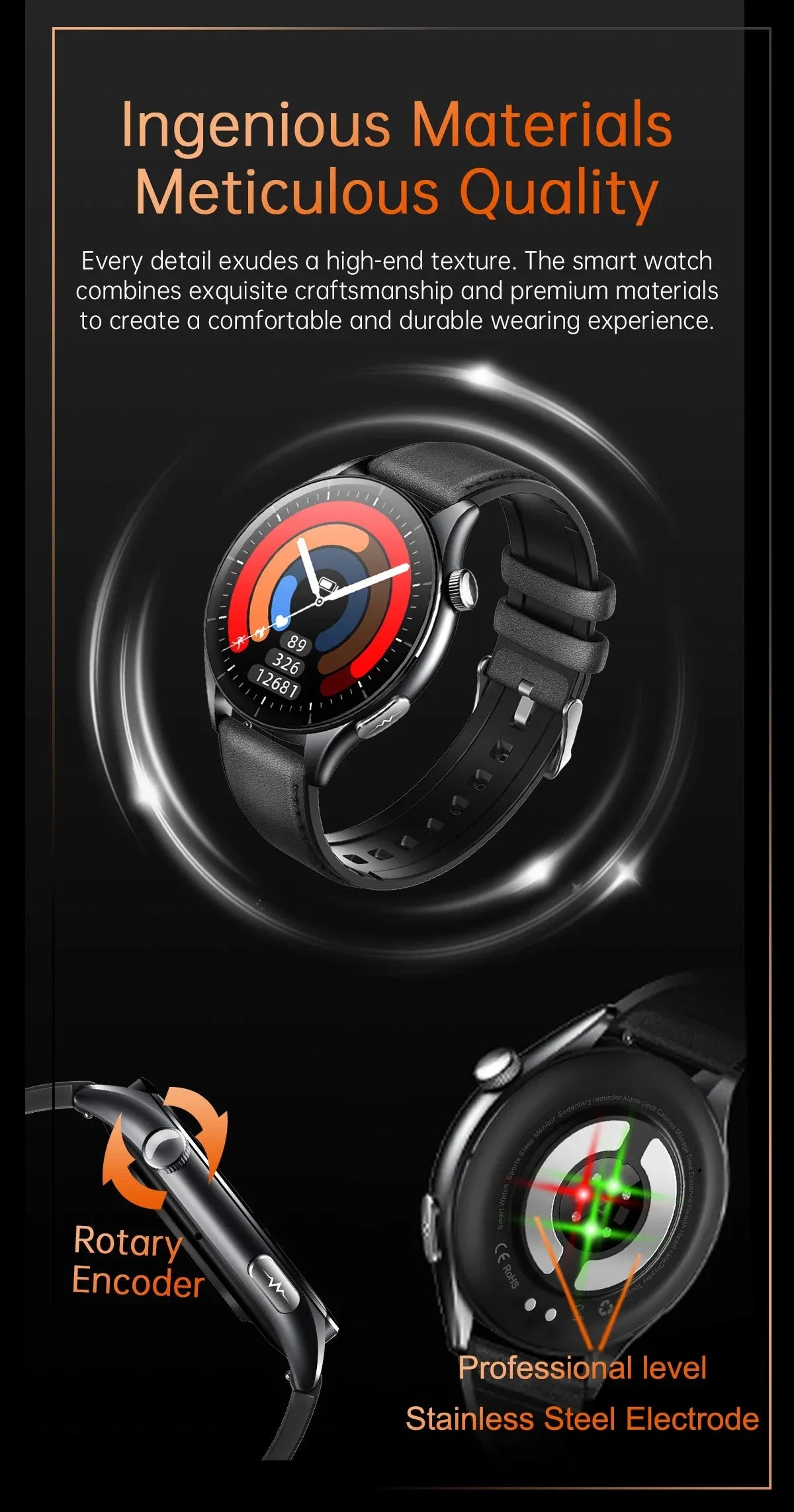 ECG+PPG Smartwatch with Uric Acid, Body Fat Blood Pressure Monitoring – 1.56” AMOLED, NFC, Heart Health Tracker for Android IOS - TREASURE ESHOP