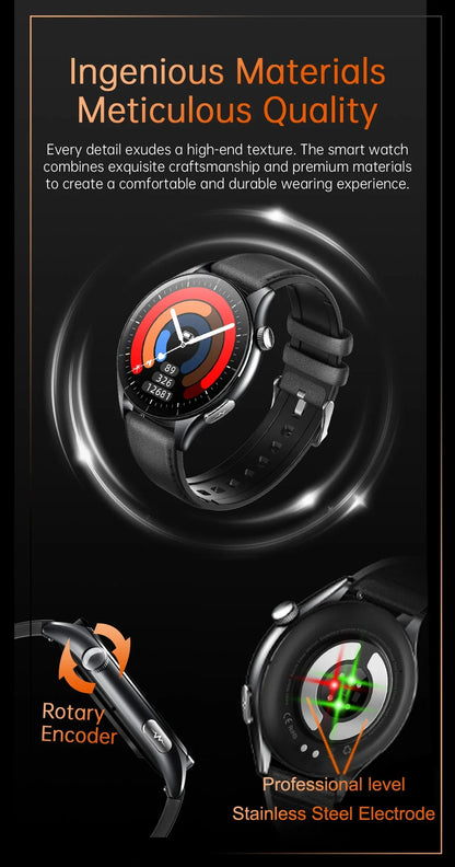 ECG+PPG Smartwatch with Uric Acid, Body Fat Blood Pressure Monitoring – 1.56” AMOLED, NFC, Heart Health Tracker for Android IOS - TREASURE ESHOP