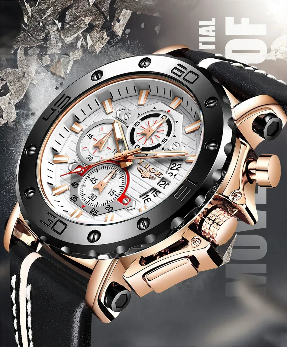 Men’s Luxury Leather Chronograph Watch | Waterproof & Luminous - TREASURE ESHOP