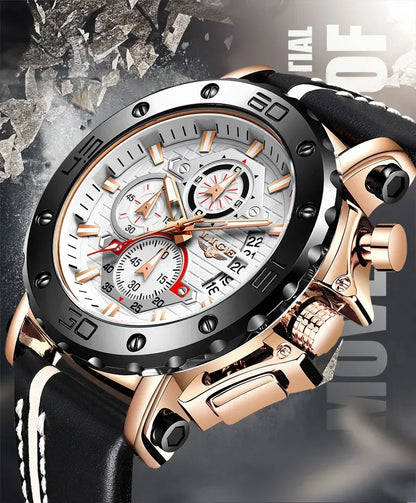 Men’s Luxury Leather Chronograph Watch | Waterproof & Luminous - TREASURE ESHOP