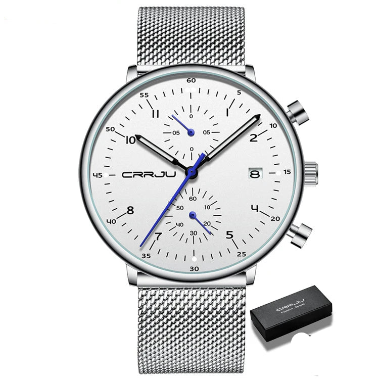 Men’s Luxury Chronograph Watch – Stainless Steel, Waterproof Quartz Military Sport Date Watch - TREASURE ESHOP