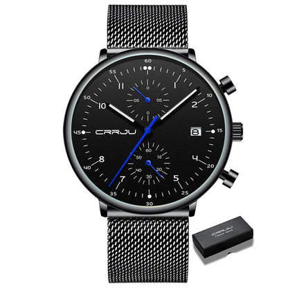 Men’s Luxury Chronograph Watch – Stainless Steel, Waterproof Quartz Military Sport Date Watch - TREASURE ESHOP