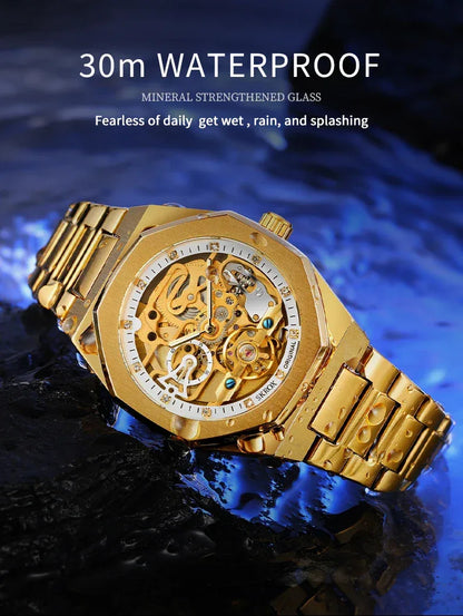 Luxury Automatic Skeleton Men’s Watch | Octagon Design - TREASURE ESHOP