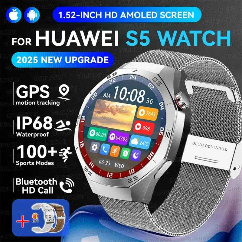 Men’s Smartwatch GT5 Pro – 1.52" HD AMOLED | GPS, Bluetooth Calling, Heart Rate Fitness Tracker | IP68 Waterproof