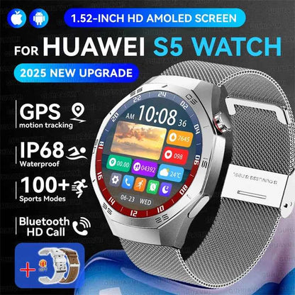 Men’s Smartwatch GT5 Pro – 1.52" HD AMOLED | GPS, Bluetooth Calling, Heart Rate Fitness Tracker | IP68 Waterproof