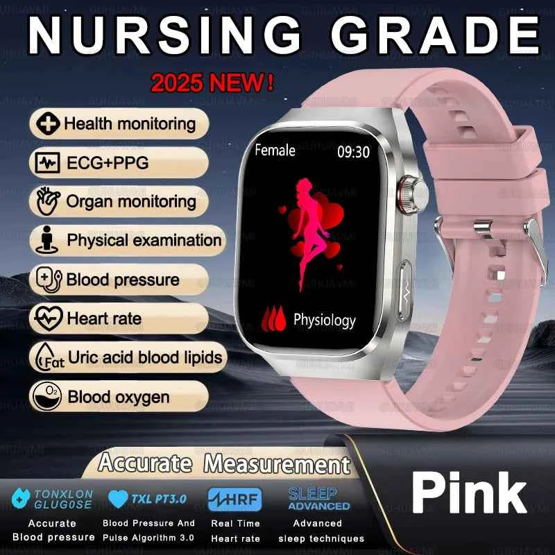 Men’s ECG+PPG Health Smartwatch – 2.04” AMOLED Sapphire, Blood Pressure, Oxygen, ECG, Body Composition, Bluetooth Call, IP68 Waterproof