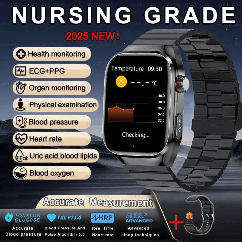 Men’s ECG+PPG Health Smartwatch – 2.04” AMOLED Sapphire, Blood Pressure, Oxygen, ECG, Body Composition, Bluetooth Call, IP68 Waterproof