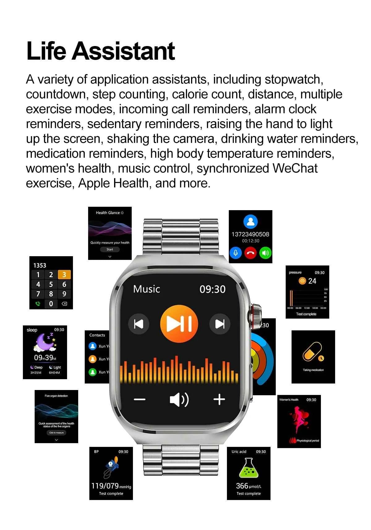 Micro Physical Examination Smartwatch – 2.04” AMOLED Sapphire