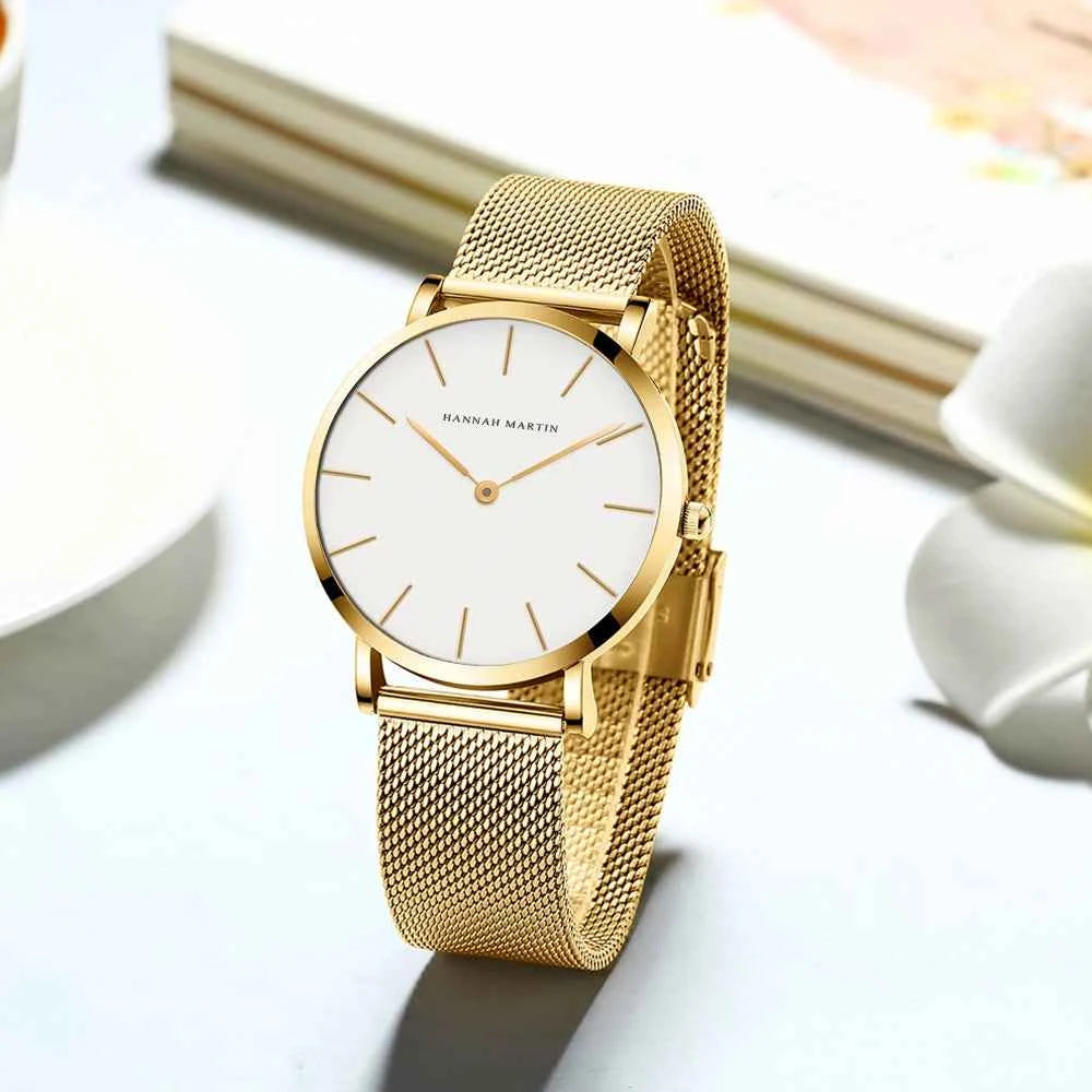 Women’s Rose Gold Quartz Watch – 36mm Minimalist Stainless Steel Waterproof Ladies Fashion Wristwatch