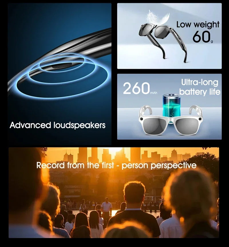 6K HD AI Smart Glasses | 100MP Camera & Voice Assistant - TREASURE ESHOP