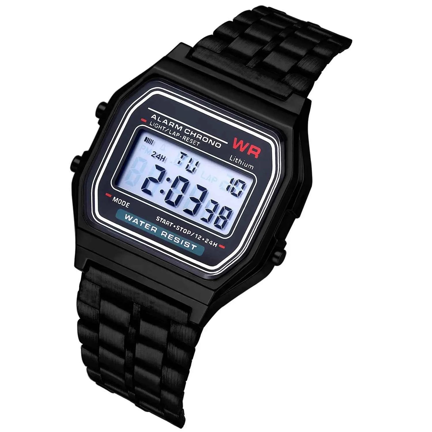 LED Digital Watch for Men – Stainless Steel Gold Silver Electronic Fashion Business Watch