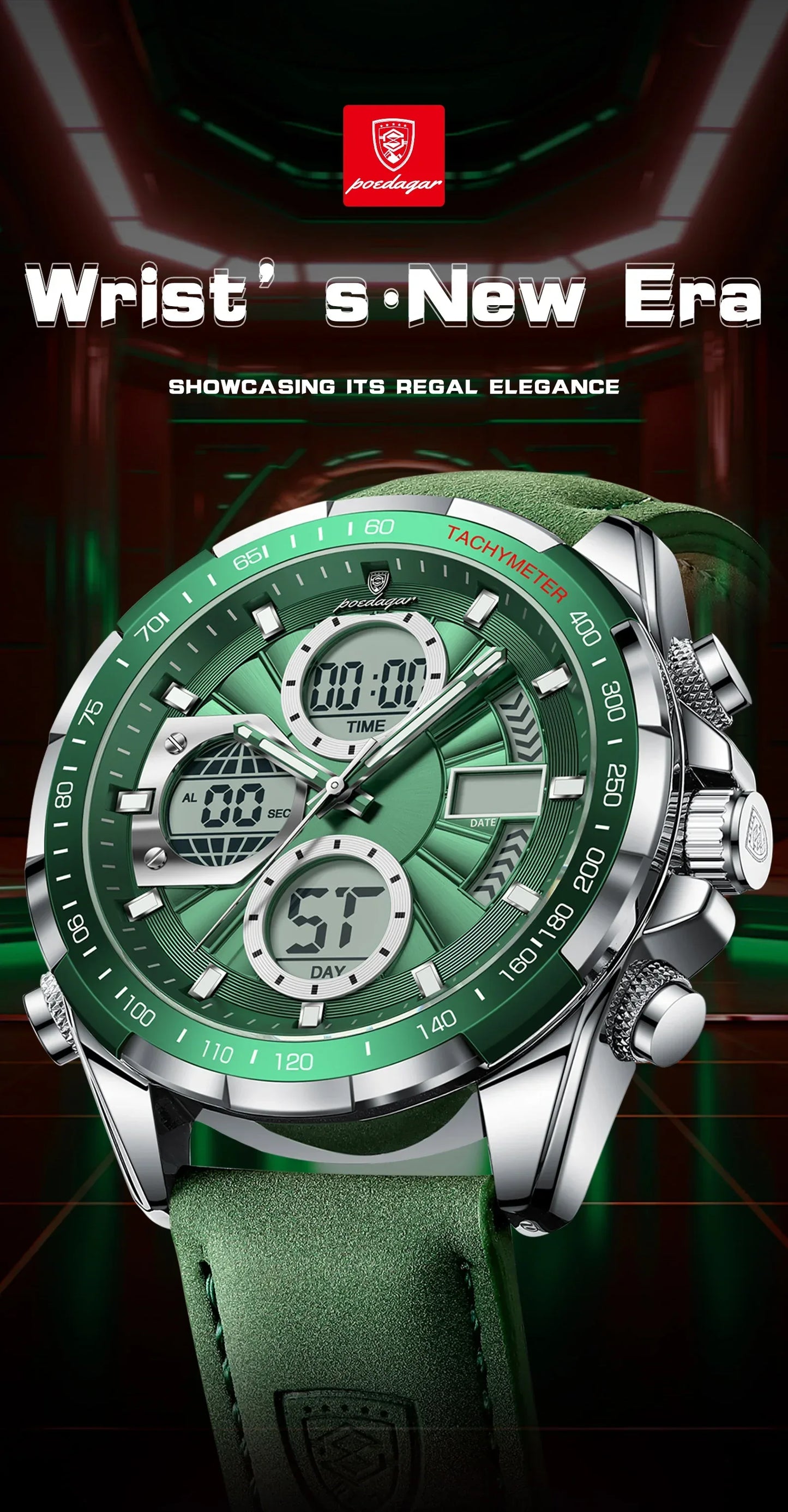 LED Men’s Watch – Luminous Dual Time Display with Alarm Chronograph - TREASURE ESHOP