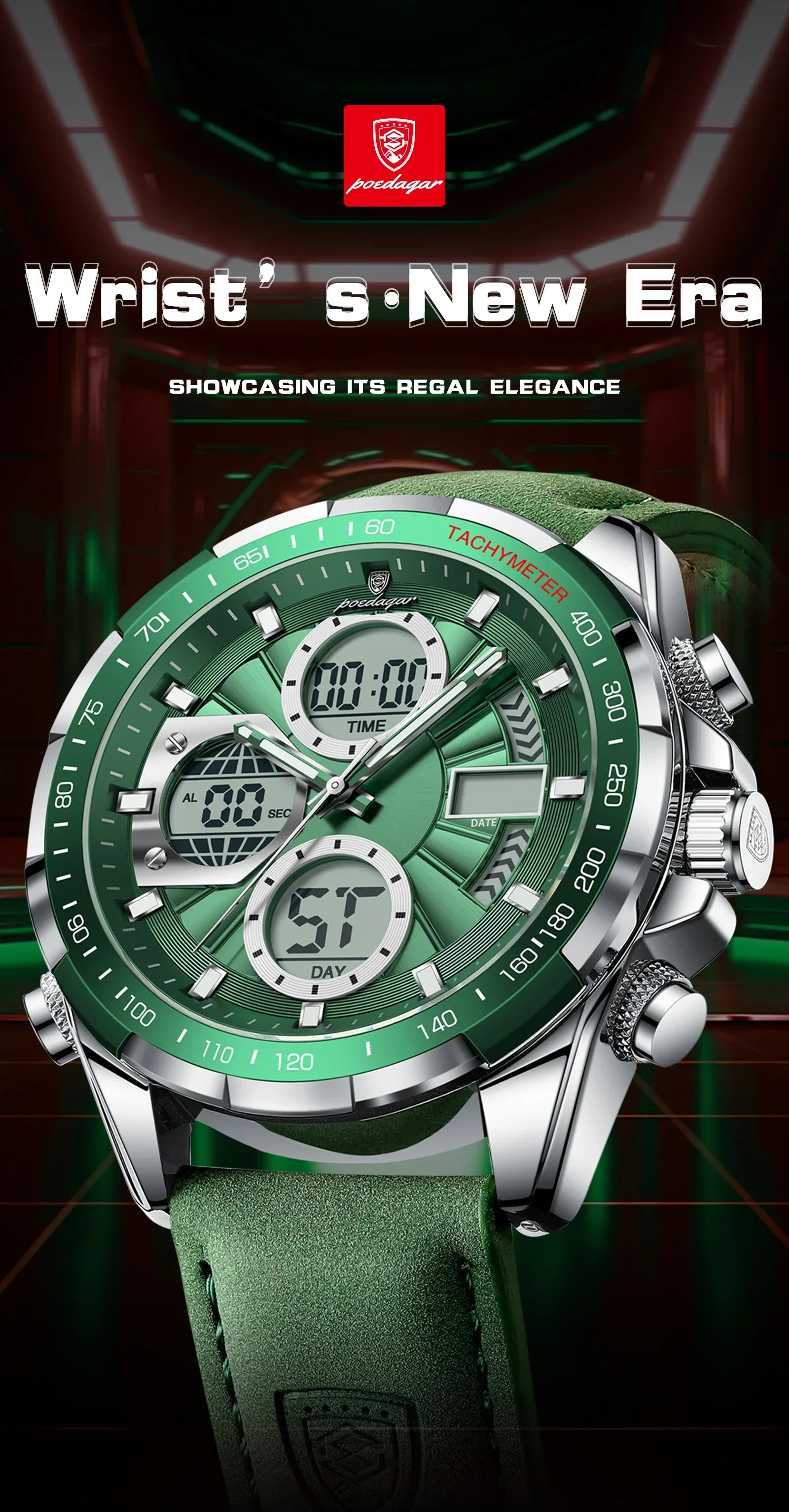 LED Men’s Watch – Luminous Dual Time Display with Alarm Chronograph - TREASURE ESHOP