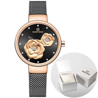 Ladies Luxury 3D Rose Quartz Watch – Creative Stainless Steel Waterproof Women’s - TREASURE ESHOP