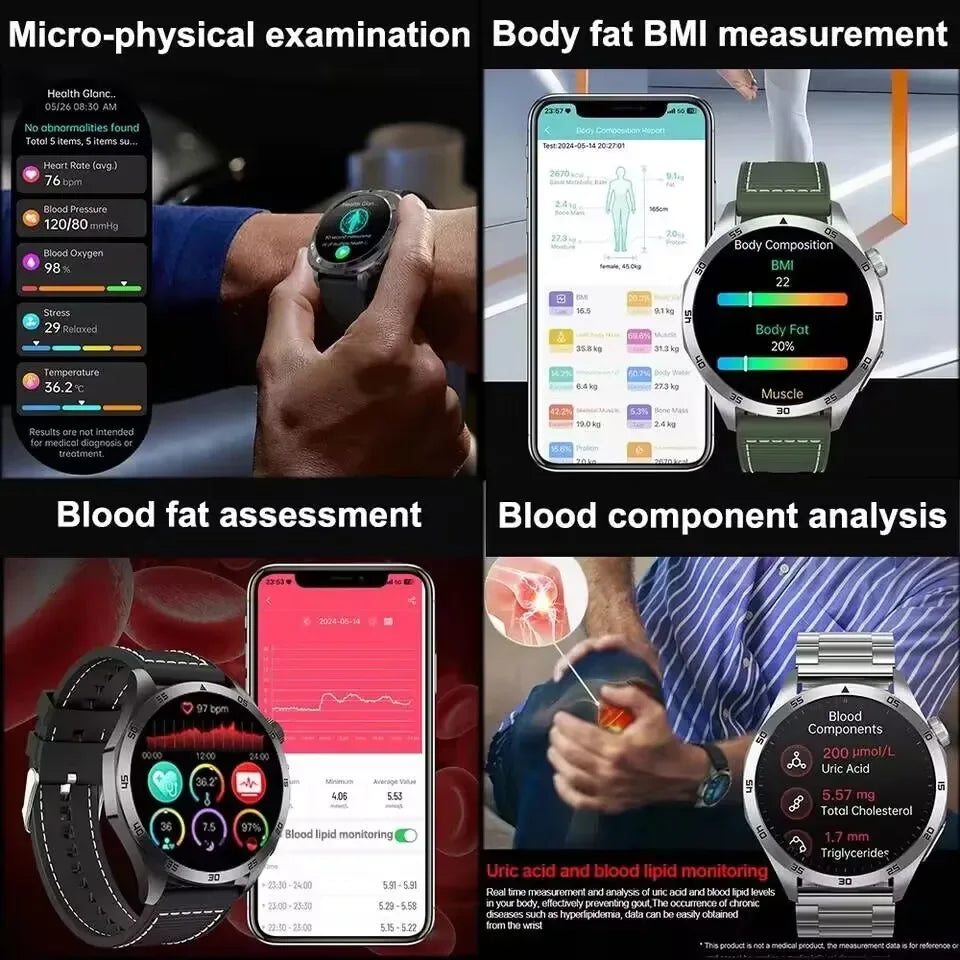 ECG+PPG Laser Health Smartwatch ET485 – Blood Pressure, Heart Rate, Uric Acid Body Composition | 1.43” AMOLED - TREASURE ESHOP