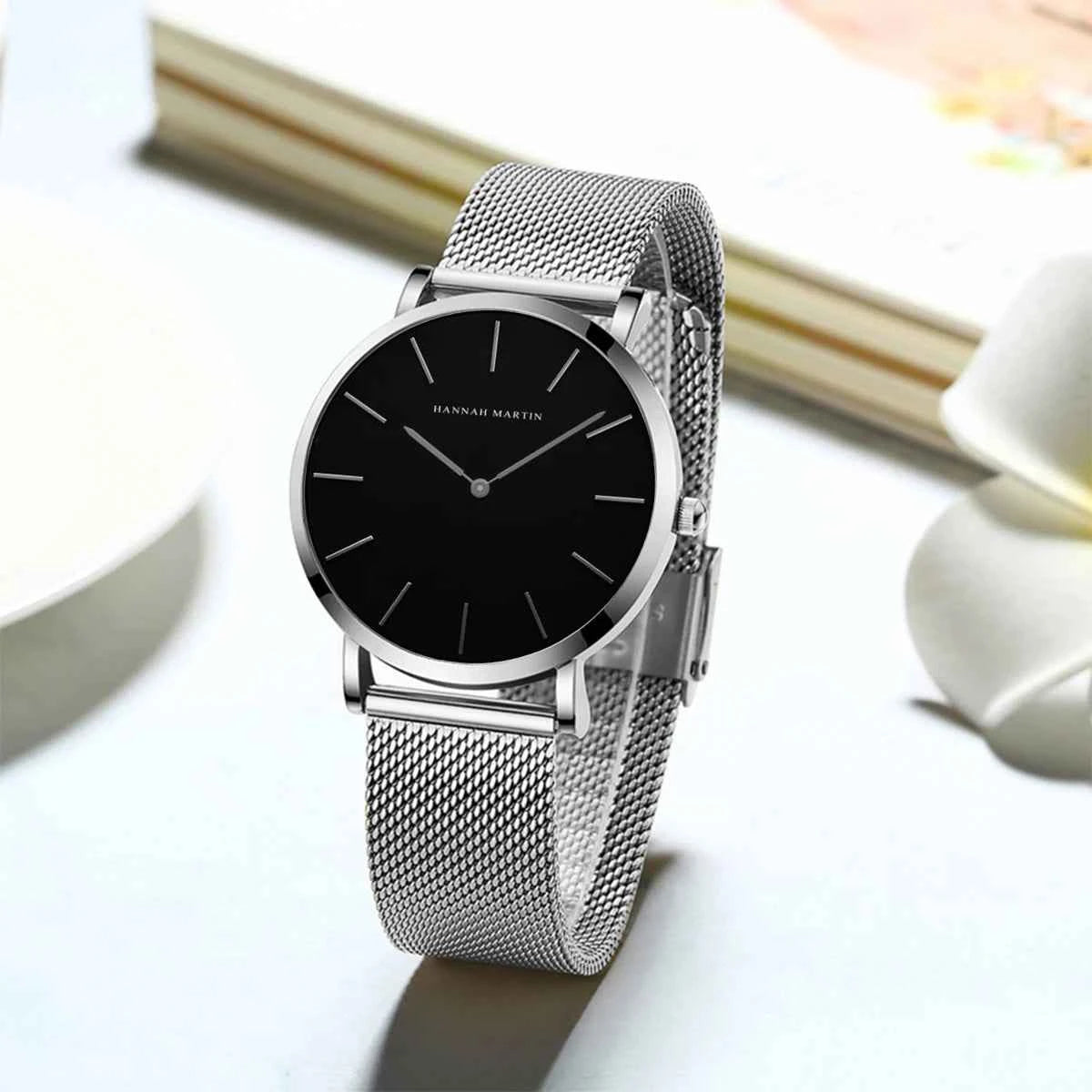 Women’s Rose Gold Quartz Watch – 36mm Minimalist Stainless Steel Waterproof Ladies Fashion Wristwatch