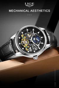 LIGE Men’s Automatic Mechanical Watch – Fashion Waterproof Skeleton Wristwatch - TREASURE ESHOP