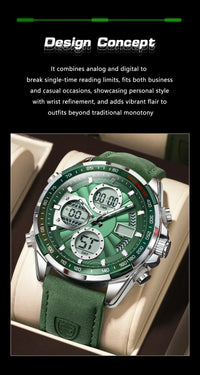LED Men’s Watch – Luminous Dual Time Display with Alarm Chronograph - TREASURE ESHOP