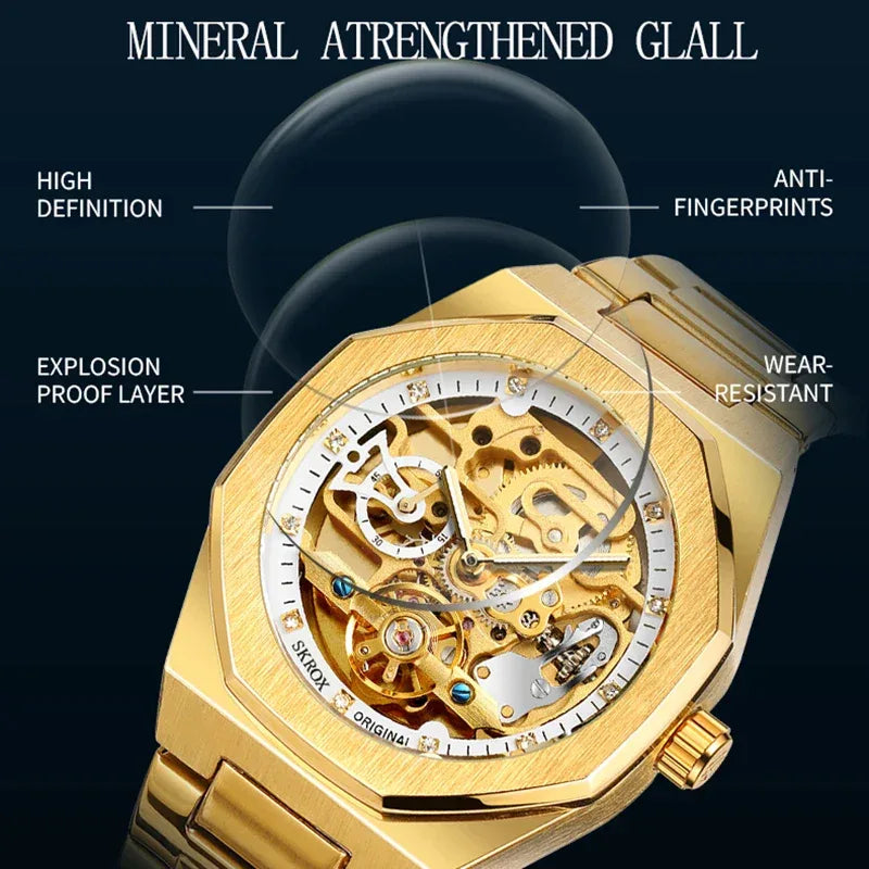 Luxury Automatic Skeleton Men’s Watch | Octagon Design - TREASURE ESHOP