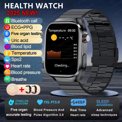 Health watch with features listed on a dark background