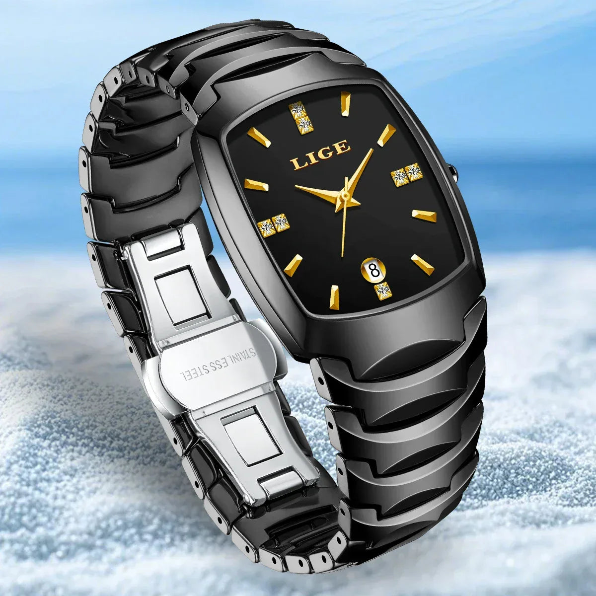 LIGE Luxury Ladies Waterproof Ceramic Watch – Elegant Quartz Wristwatch with Square - TREASURE ESHOP