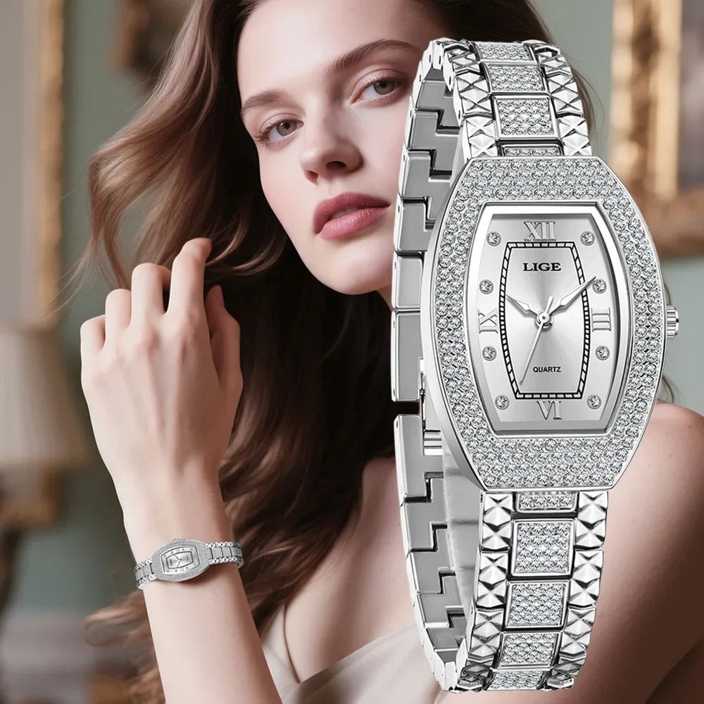 Luxury Diamond Women’s Watch | Elegant Stainless Steel - TREASURE ESHOP