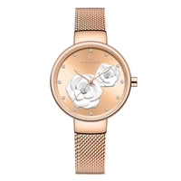 Ladies Luxury 3D Rose Quartz Watch – Creative Stainless Steel Waterproof Women’s - TREASURE ESHOP
