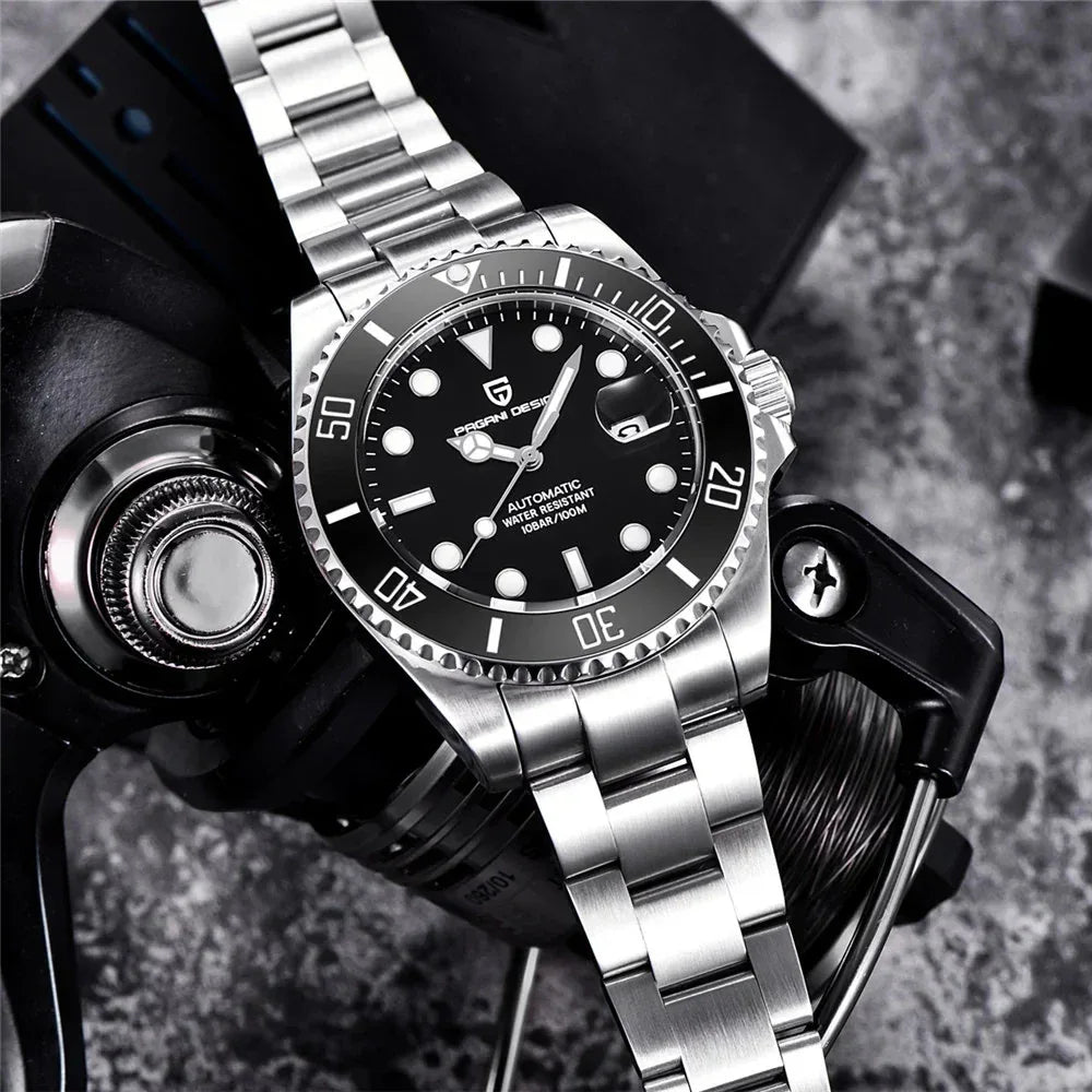 PAGANI DESIGN Automatic Watch Sapphire Glass Mechanical Wristwatch Sports Stainless Steel Waterproof Men Watch - TREASURE ESHOP