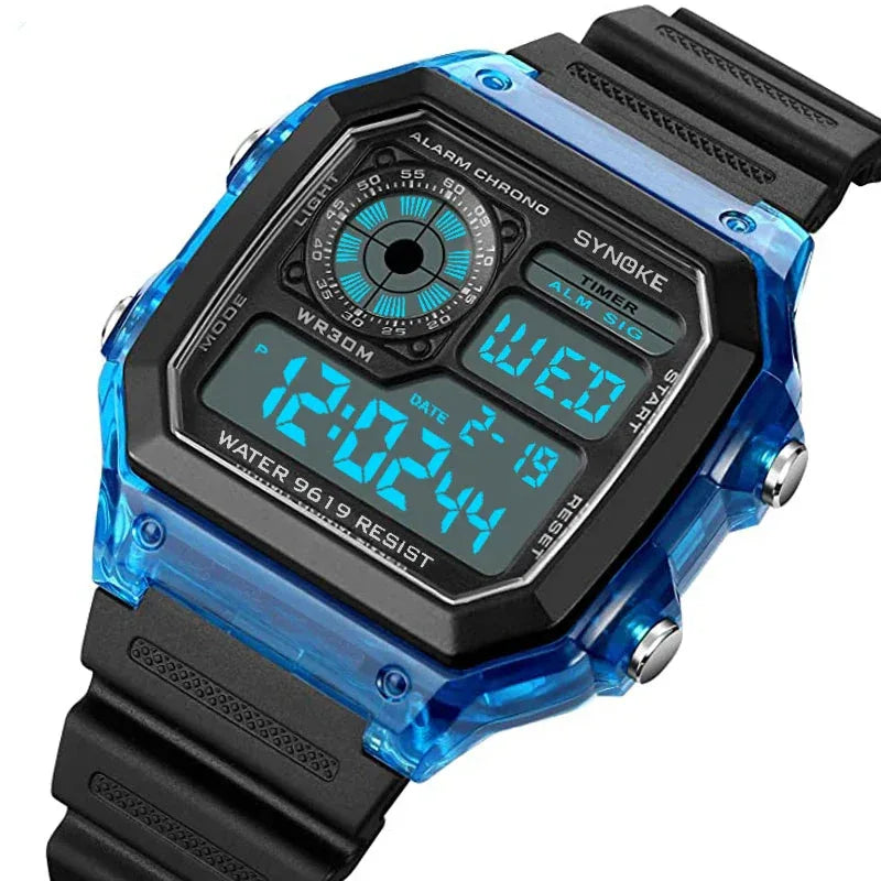 Men’s Digital Sports Waterproof Watch – Chronograph, Alarm, Backlight, Shock Resistant - TREASURE ESHOP