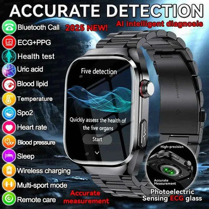 Men’s ECG+PPG Health Smartwatch – 2.04” AMOLED Sapphire, Blood Pressure, Oxygen, ECG, Body Composition, Bluetooth Call, IP68 Waterproof