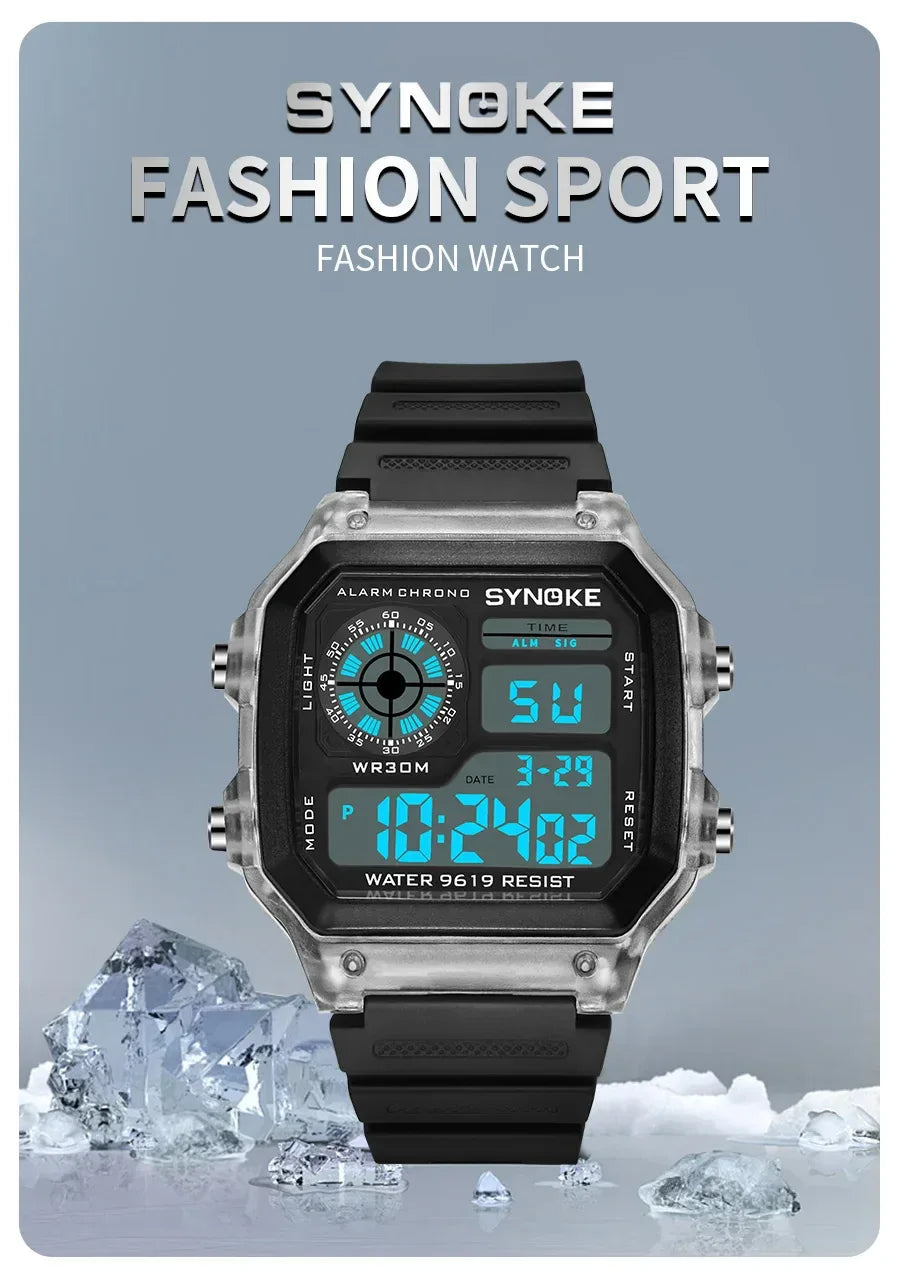 Men’s Digital Sports Waterproof Watch – Chronograph, Alarm, Backlight, Shock Resistant - TREASURE ESHOP