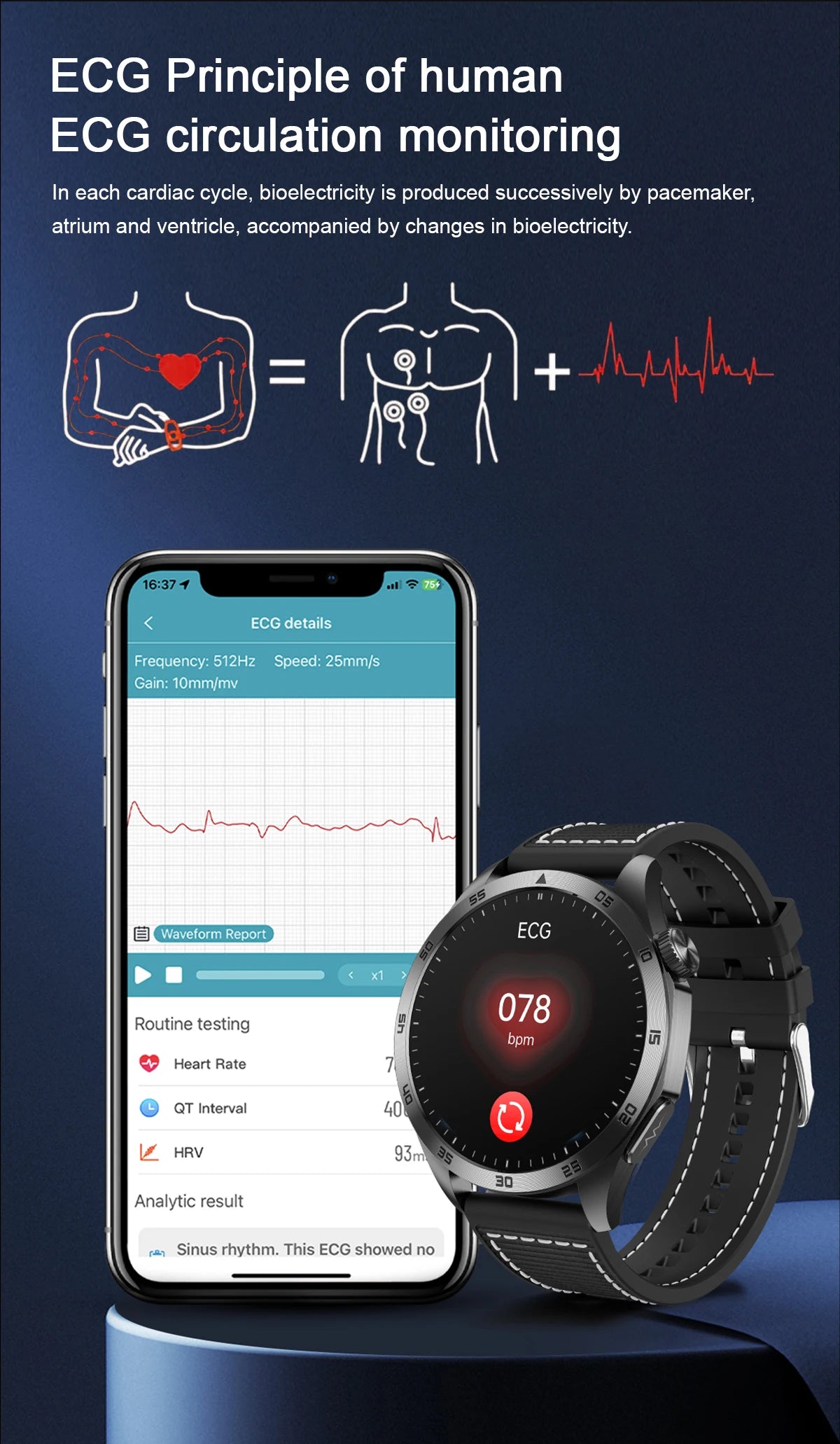 ECG+PPG Laser Health Smartwatch ET485 – Blood Pressure, Heart Rate, Uric Acid Body Composition | 1.43” AMOLED - TREASURE ESHOP