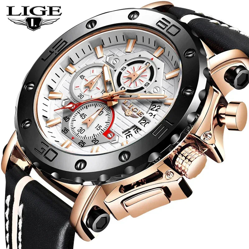 Men’s Luxury Leather Chronograph Watch | Waterproof & Luminous - TREASURE ESHOP