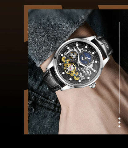 LIGE Men’s Automatic Mechanical Watch – Fashion Waterproof Skeleton Wristwatch - TREASURE ESHOP